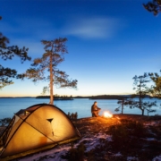 Dispersed camping near lake